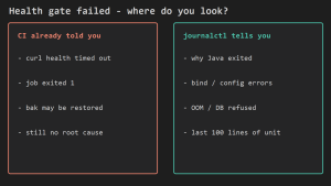 Read journalctl After a Failed Health Gate